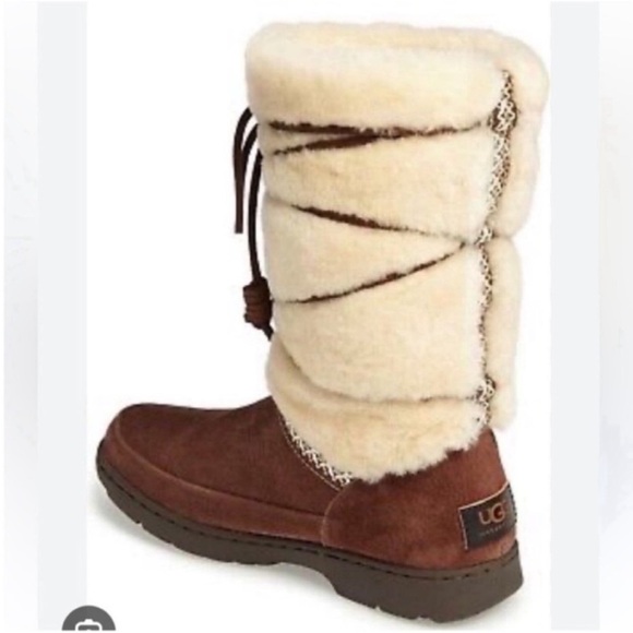 UGG Australia Women’s Boots Winter Snow Maxie Suede Fur Brown Boots size 6 - Picture 2 of 11